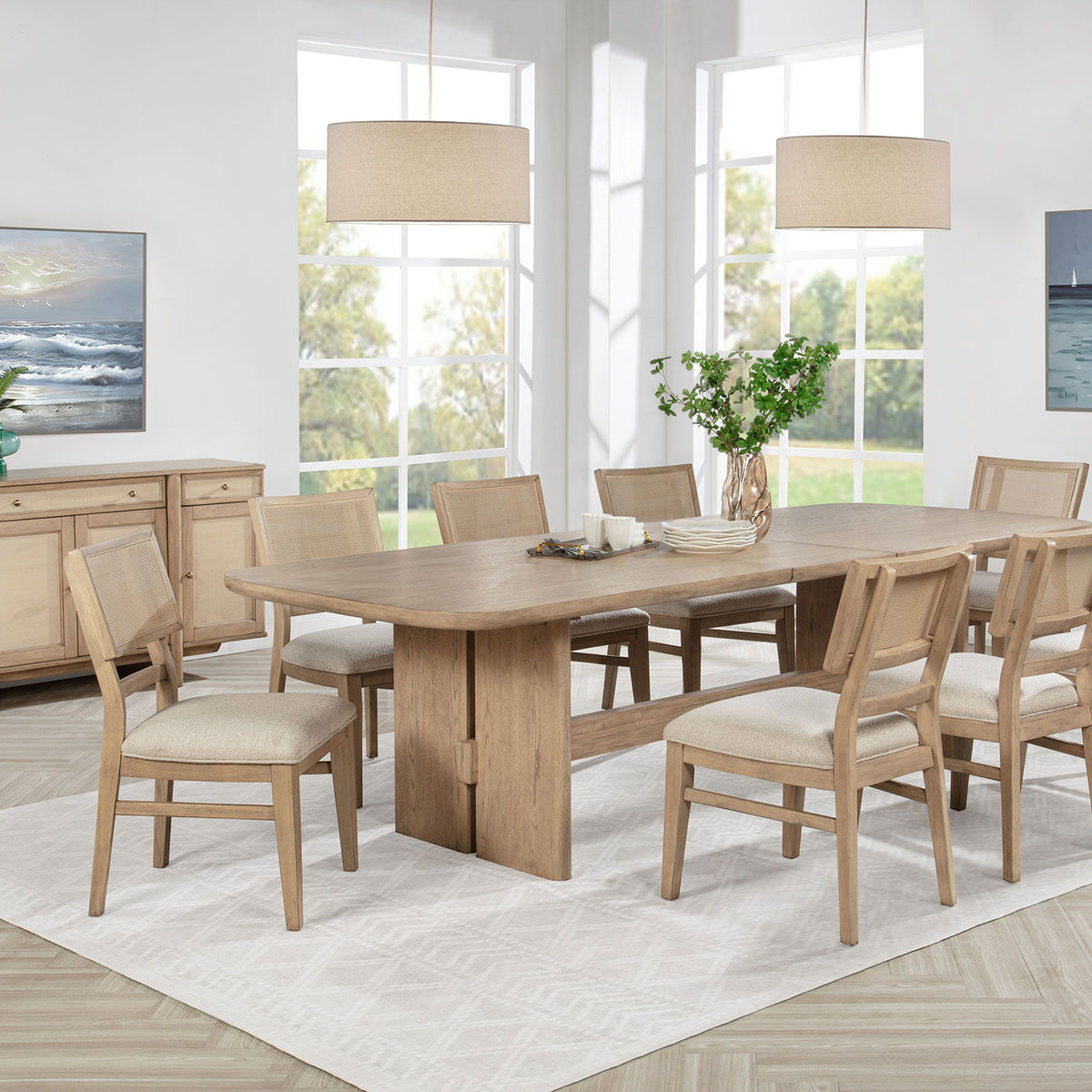 Kailani - 10 Piece Wood Dining Set with Sideboard - Beige Oak