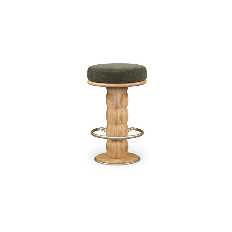 Nio - Swivel Counter Stool - Dark Green / Light Brown