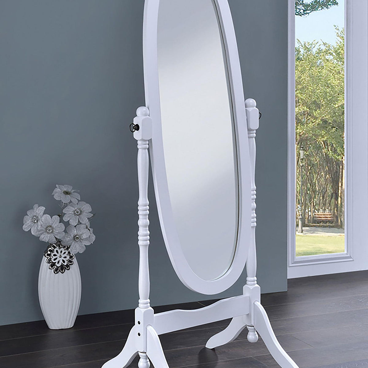 Foyet Wood Adjustable Full Length Cheval Mirror White