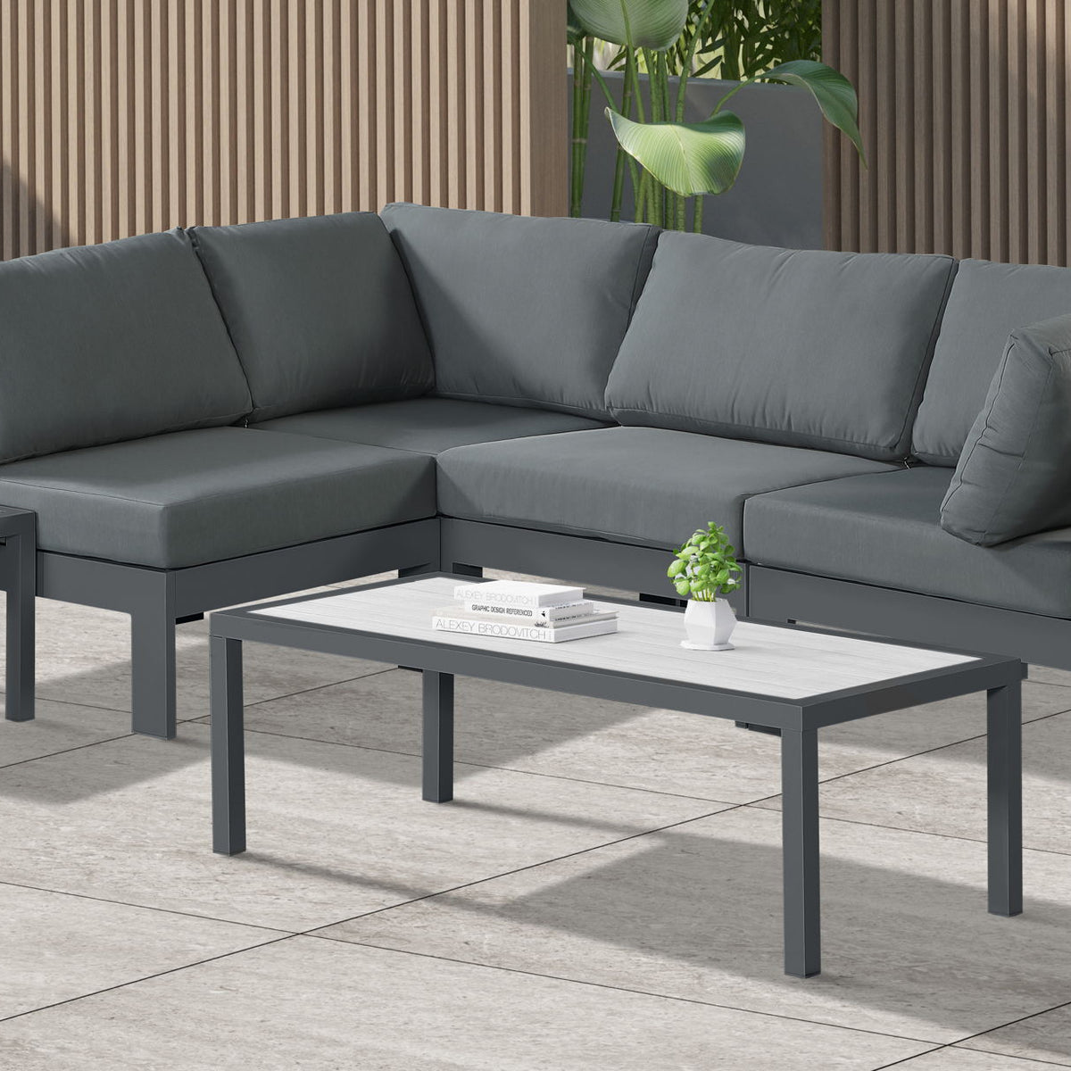 Nizuc - Outdoor Patio 4 Piece Modular Sectional With Gray Frame