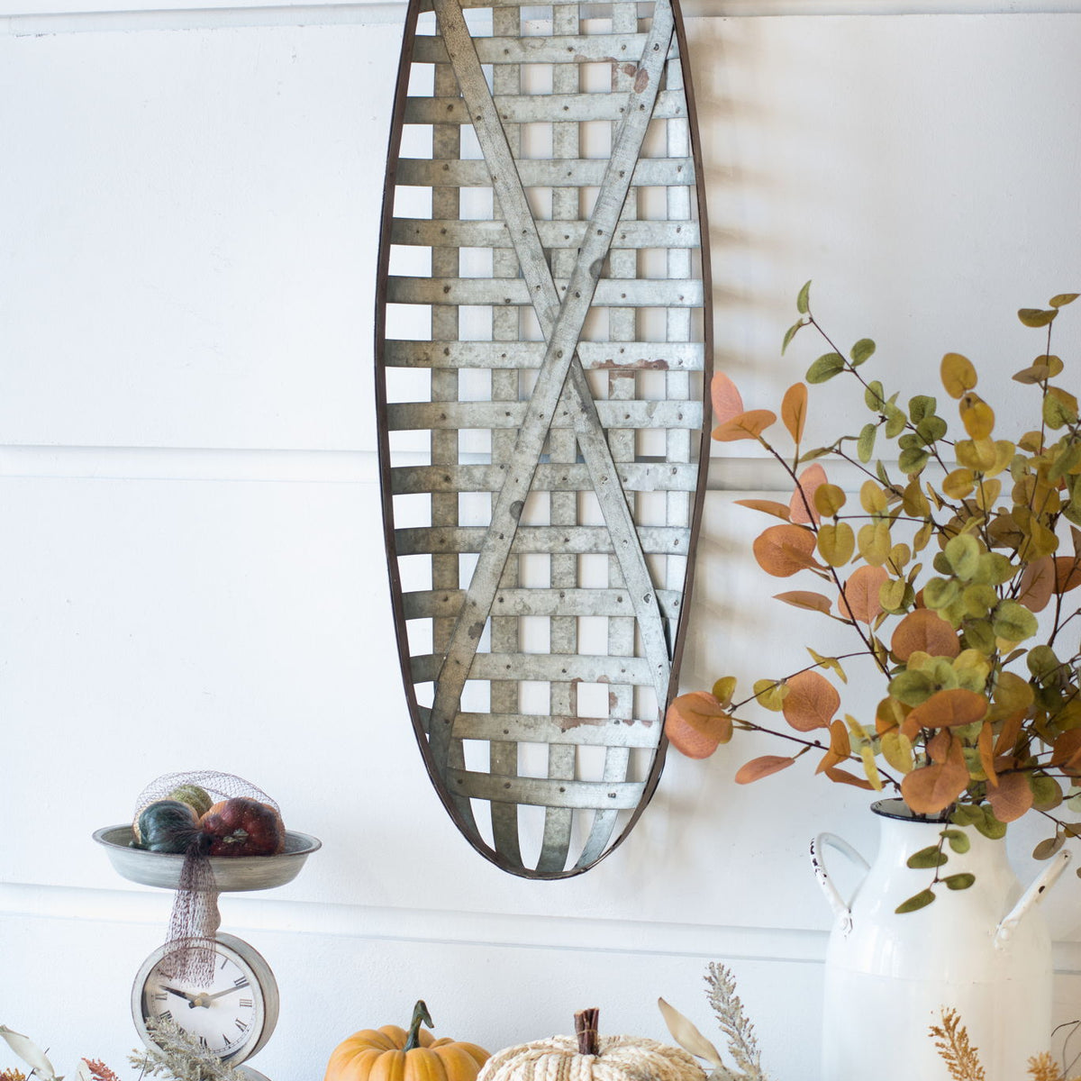 Metal Wall Art With Grid Pattern - Silver