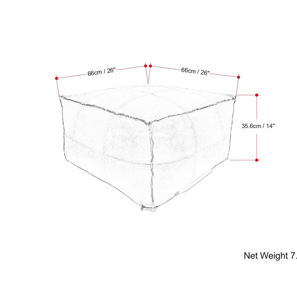 Sheffield - Handcrafted Square Pouf