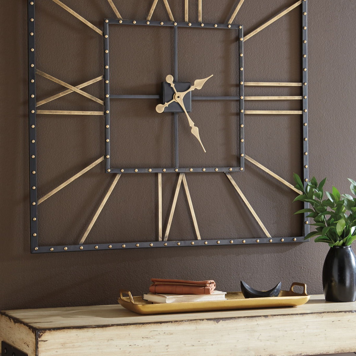 Thames - Wall Clock - Black / Gold Finish