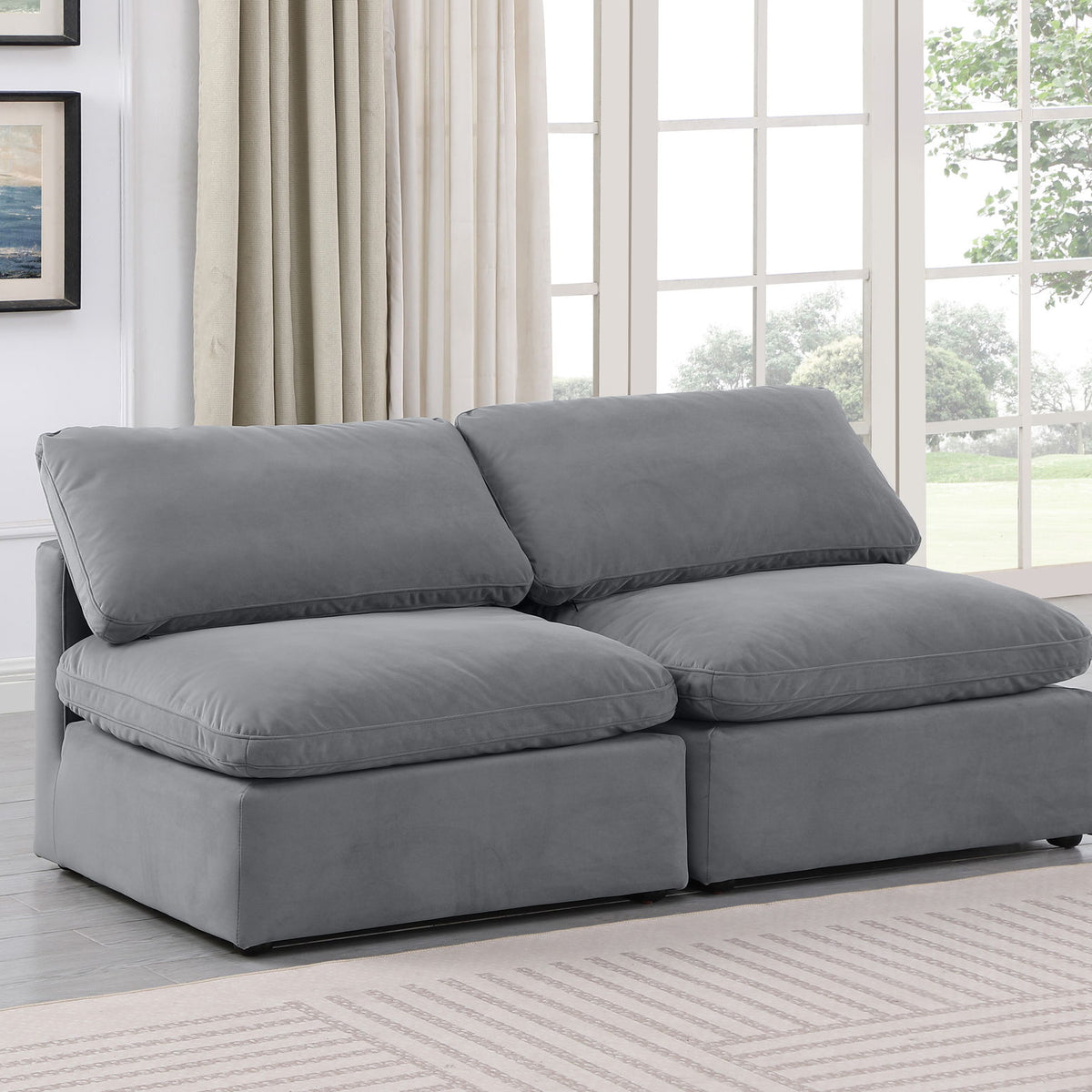 Indulge - Velvet 2 Seat Modular Armless Sofa