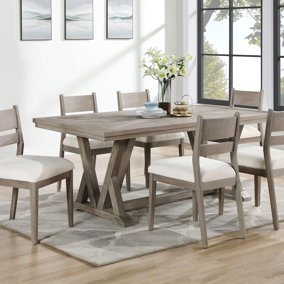 Cornelia 7-piece Rectangular Dining Table Set Coastal Grey