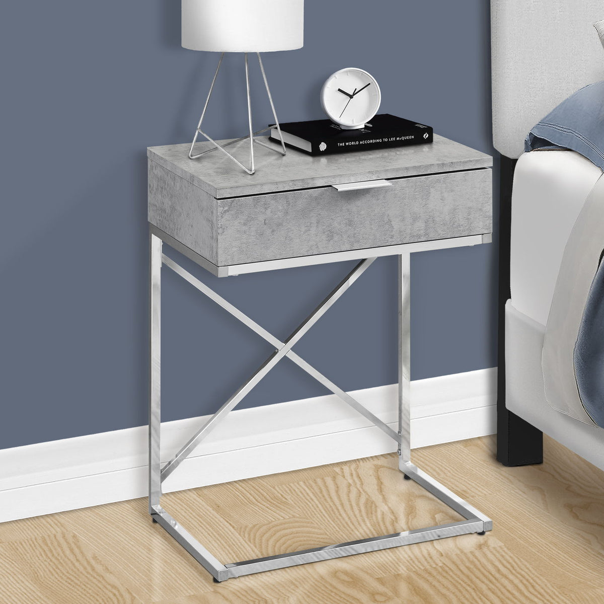 Accent Side Table, Storage Drawer, Spacious Tabletop, Contemporary & Modern