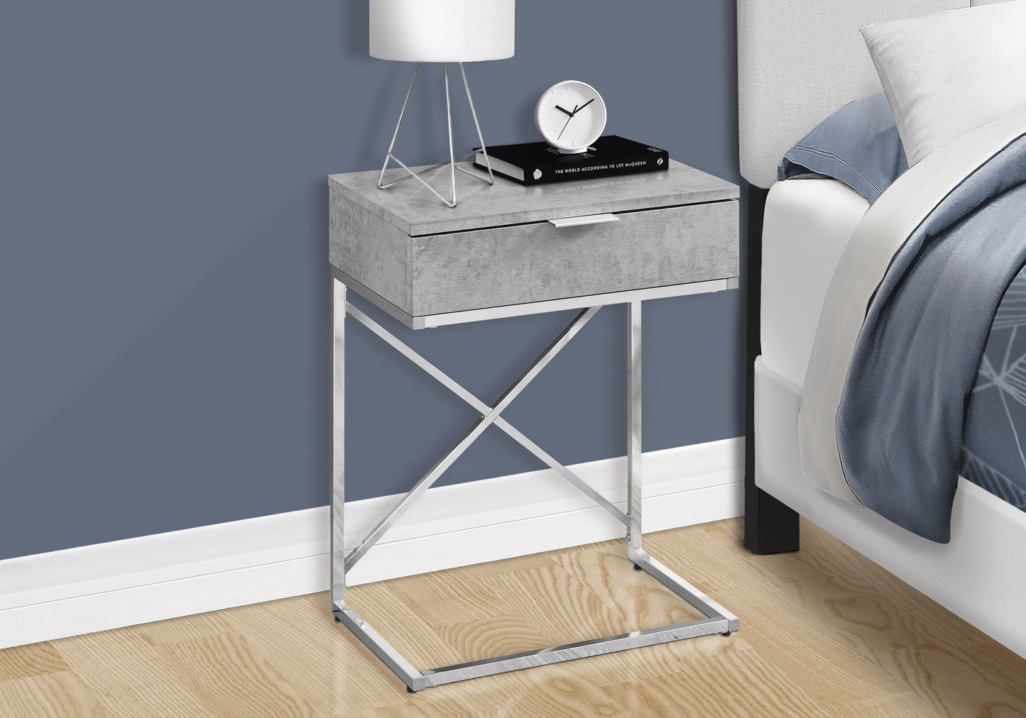 Accent Side Table, Storage Drawer, Spacious Tabletop, Contemporary & Modern