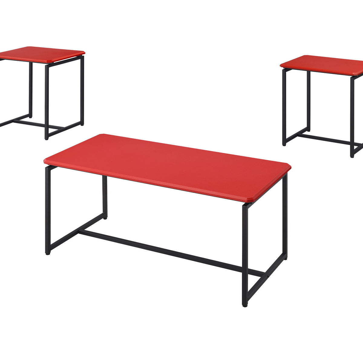 GT - 3 Piece Carbon Fiber Wrap Coffee Table And End Table (Set of 3)