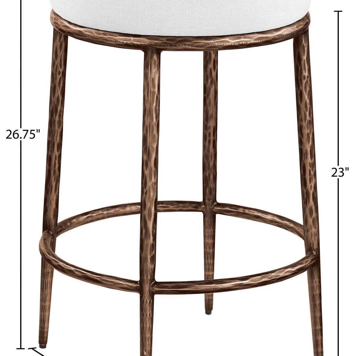 Ferro - Upholstered Backless Counter Stool With Brushed Bronze Base
