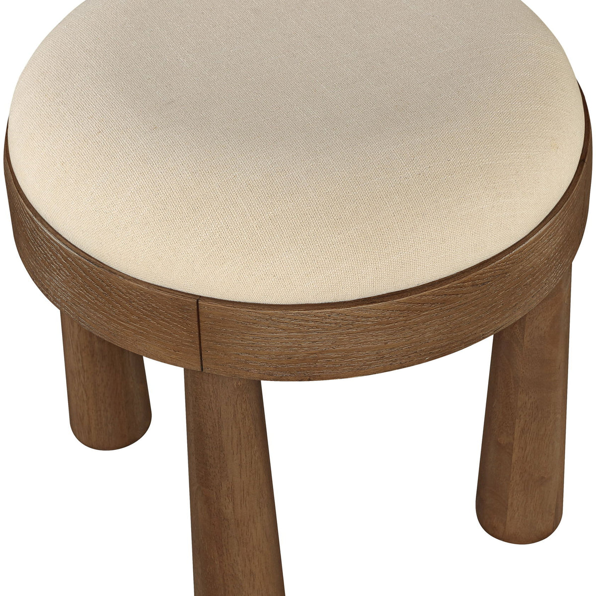 Larea - Linen Textured Fabric Upholstered Ottoman - Walnut Base