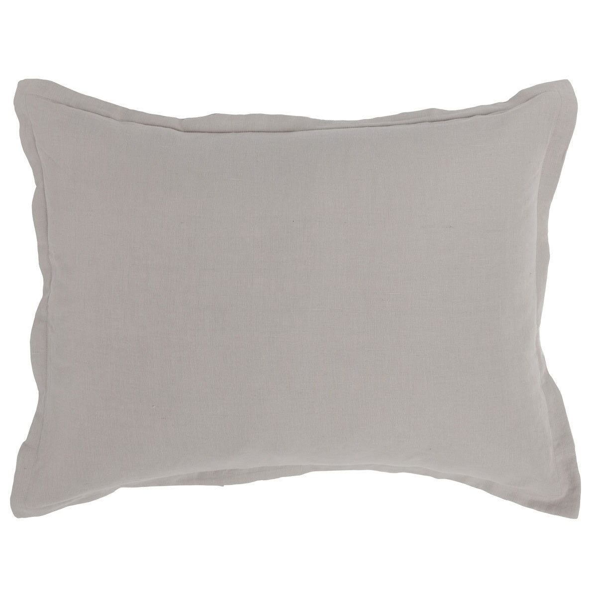 Dove gray lumbar pillow sham with smooth fabric and stitched border