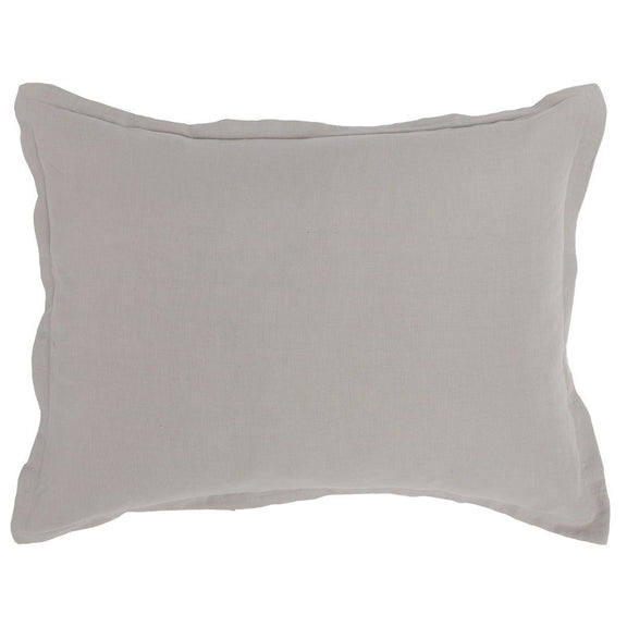 Dove gray lumbar pillow sham with smooth fabric and stitched border