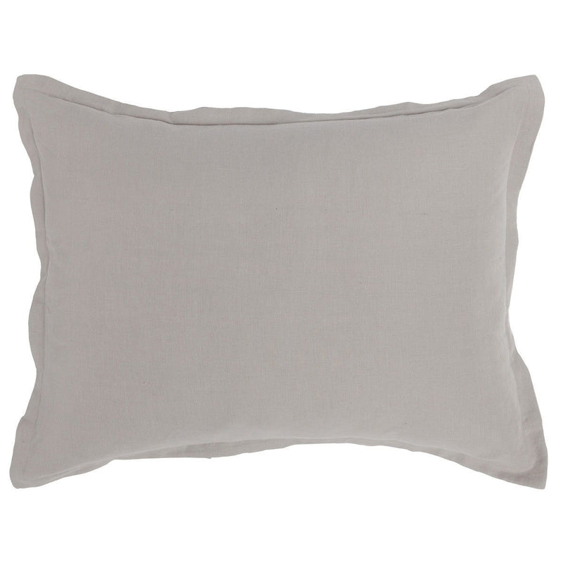 Dove gray lumbar pillow sham with smooth fabric and stitched border