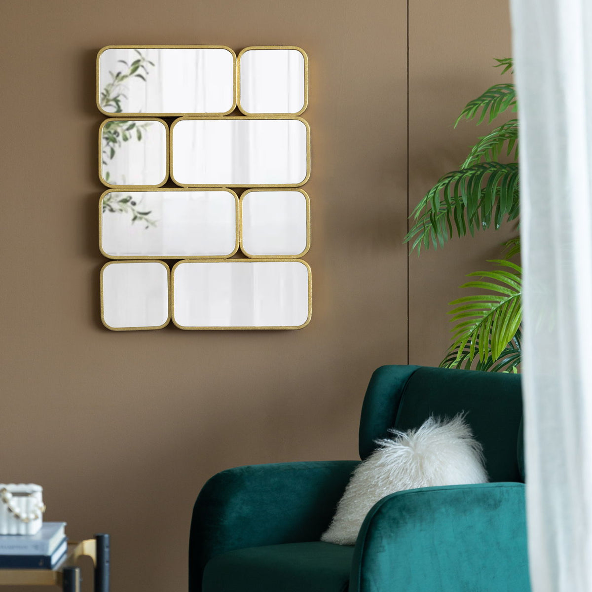 Mirror With en Metal Framed Decorative Rectangle Mirror For Bedroom Dressing Room, Hallway Or Living Spac - Gold