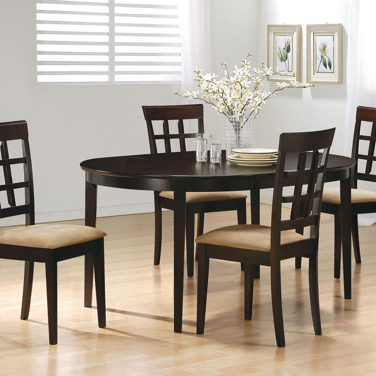 Gabriel 5-piece Extension Leaf Dining Table Set Cappuccino