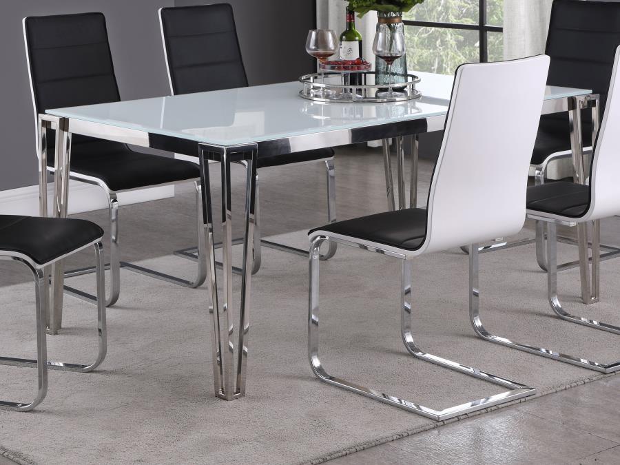 Pauline - Rectangular Glass Top Dining Table - Chrome