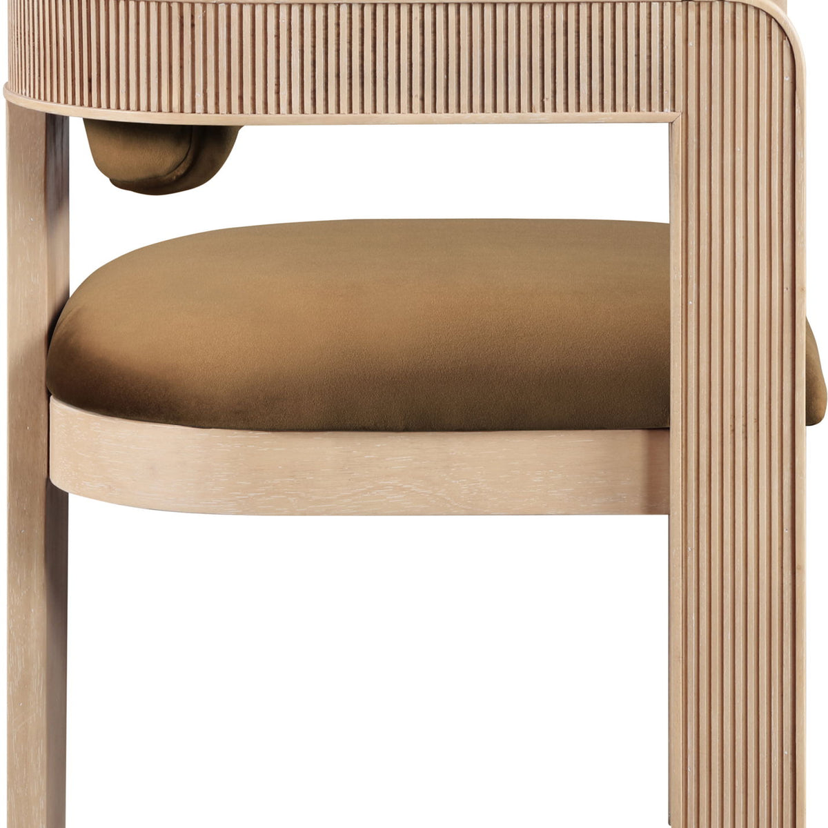 Sacha - Velvet Dining Chair With Natural Base (Set of 2) - Saddle