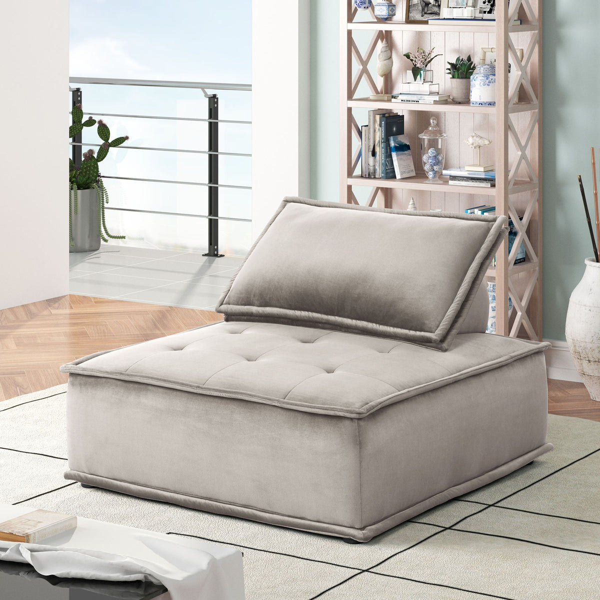 Anna - Velvet Armless Lounge Chair