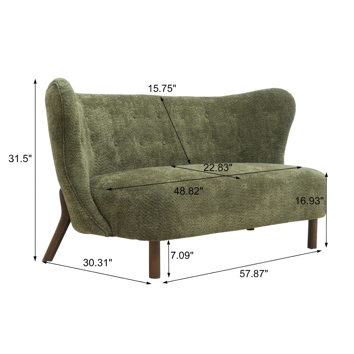Nordic Chair Laid Back Loveseats With Curved Backres, No Armrests