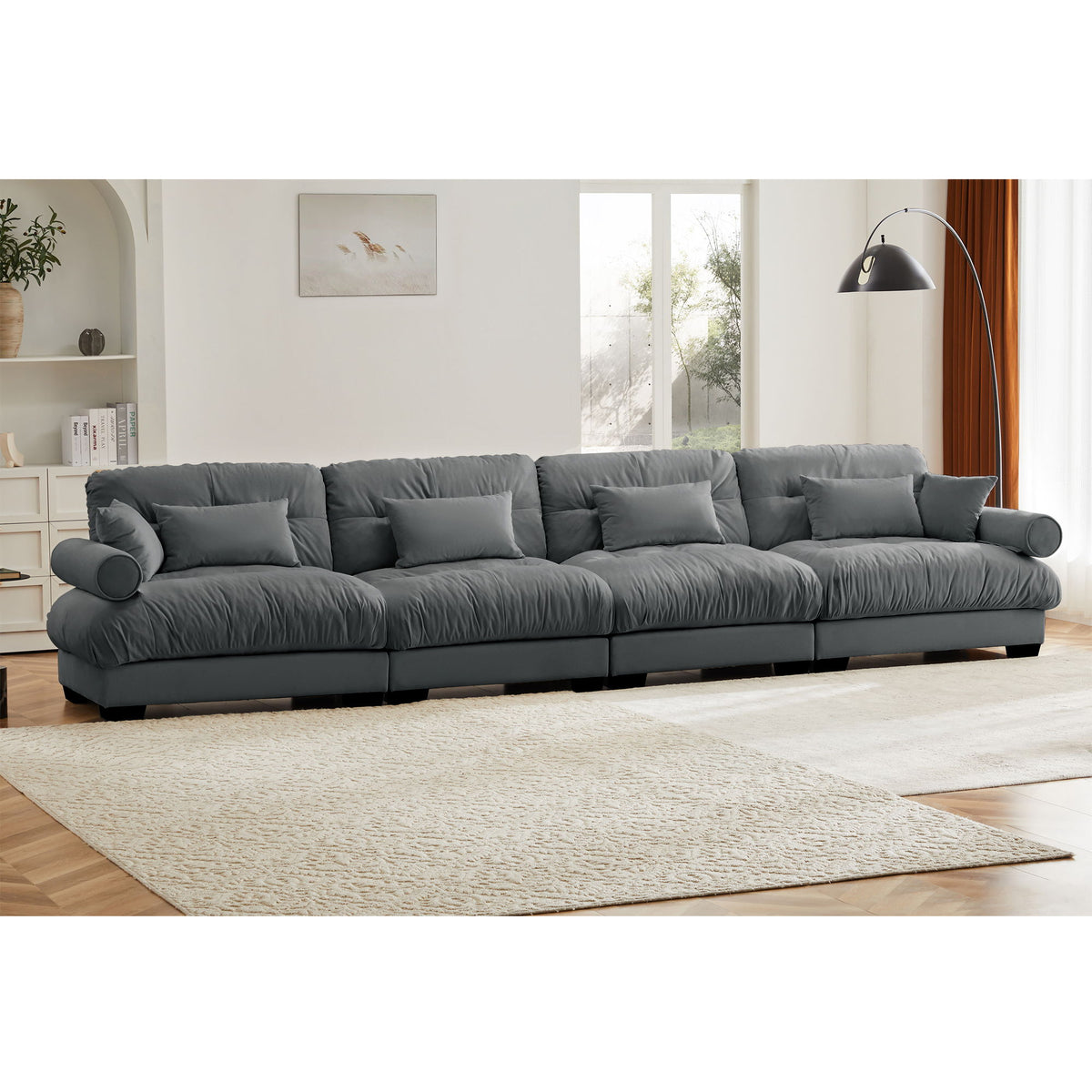 Super Comfort Oversized Modular Velvet Sectional Sofa, Deep Seat Convertible L Shaped Couch