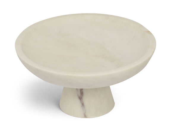 Simpson genuine marble bowl with an off-white top and pedestal base