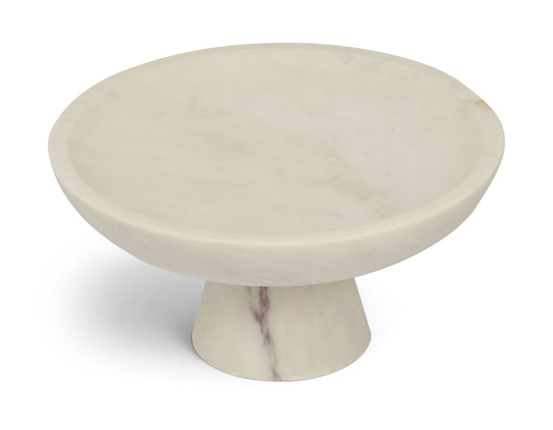 Simpson genuine marble bowl with an off-white top and pedestal base