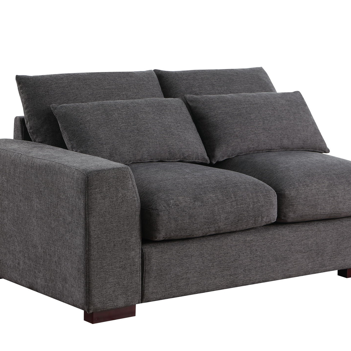 Tatman - Linen Blend Sectional With 2 Ottomans - Dark Gray