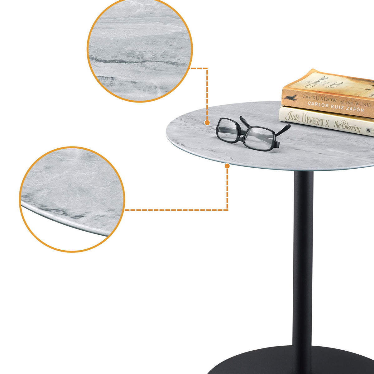 Circa - 17.5" End Table With Marble Textured Top
