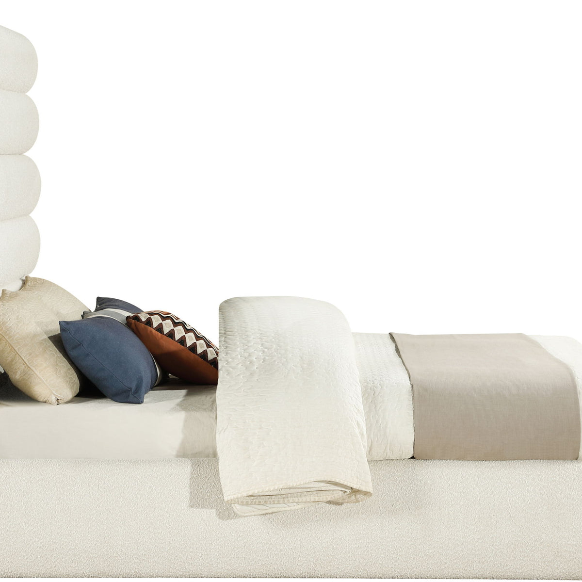 Adam - Boucle Fabric Bed With 70.5" Headboard