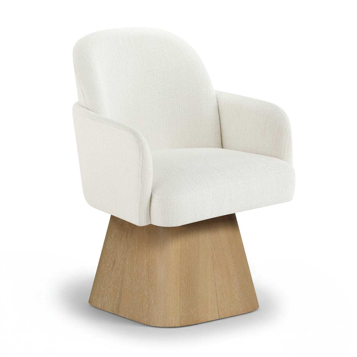 Marlowe - Linen Textured Fabric Upholstered Swivel Dining Arm Chair - Stained Natural