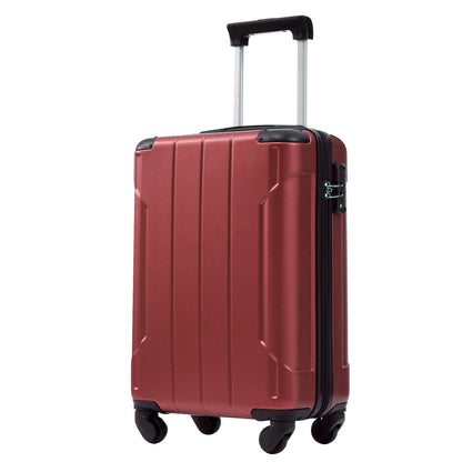 Hardshell Luggage, Lightweight Durable ABS Suitcase with Double Spinner Wheels, TSA Lock, 20-Inch Travel Carry-On Luggage (Red)