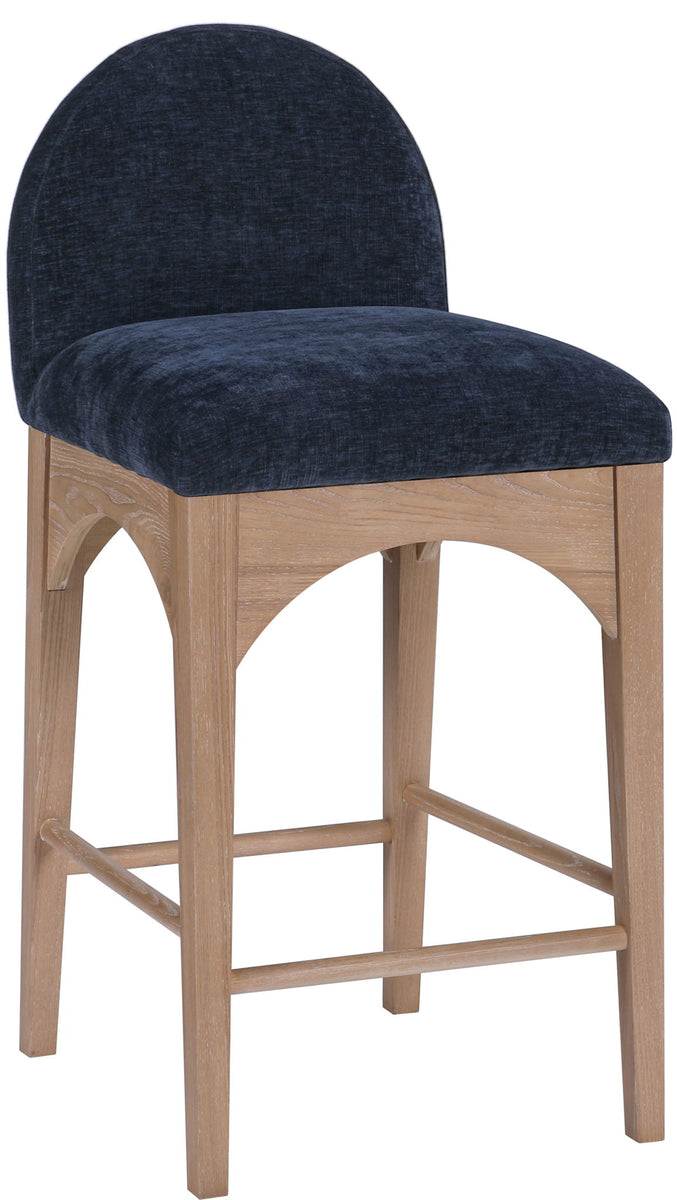 Waldorf - Chenille Stool With Natural Legs