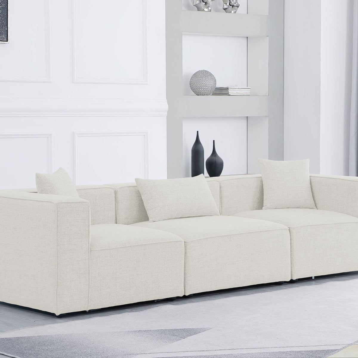 Cube - Linen Modular 3 Seat Sofa