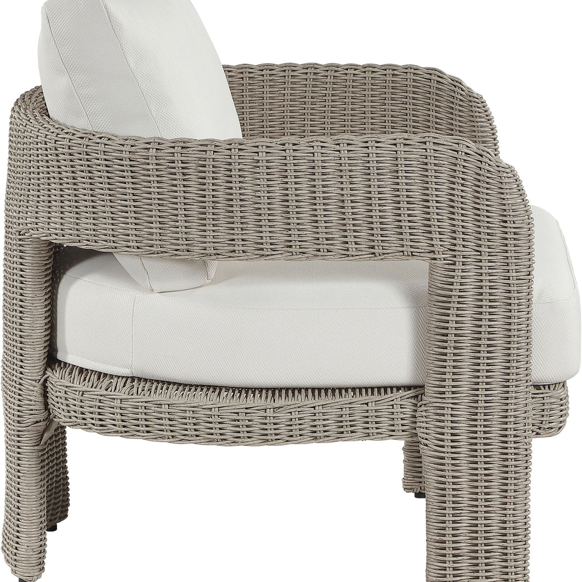Sandbay - Olefin Water Resistant Fabric And Wicker Outdoor Patio Accent Chair
