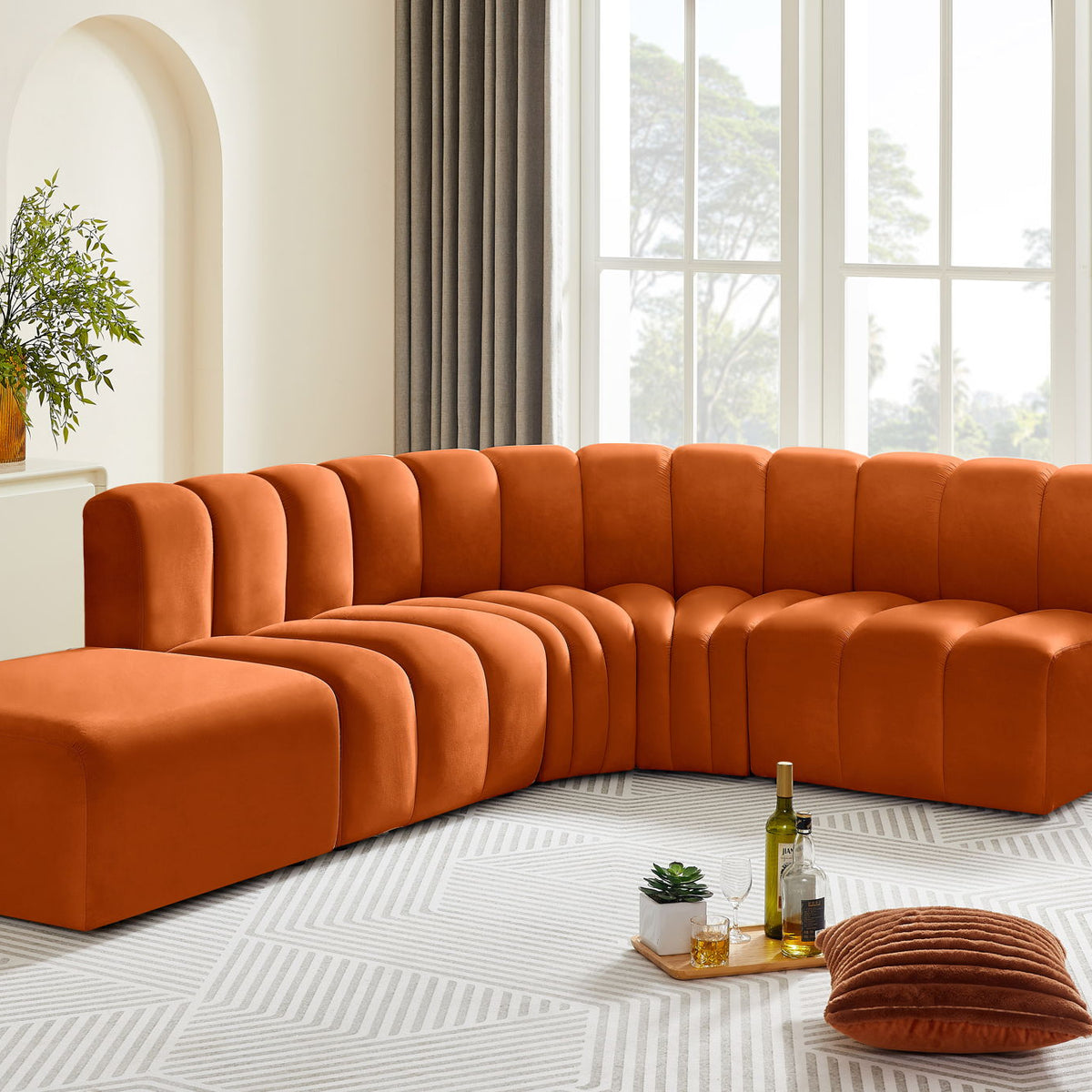 Arc - Velvet 5 Piece Corner Modular Sofa