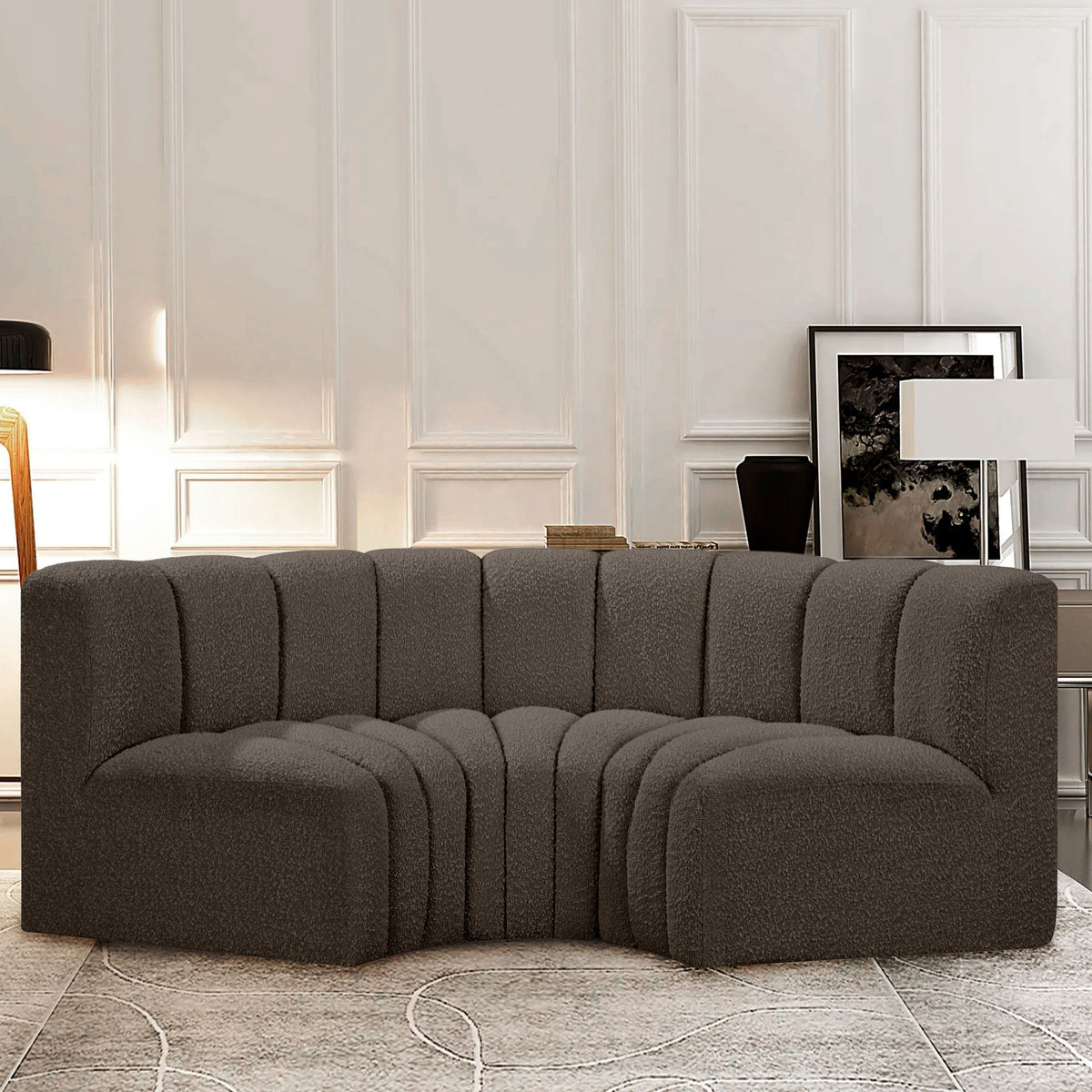 Arc - Boucle Fabric 3 Piece Modular U-Shaped Sofa