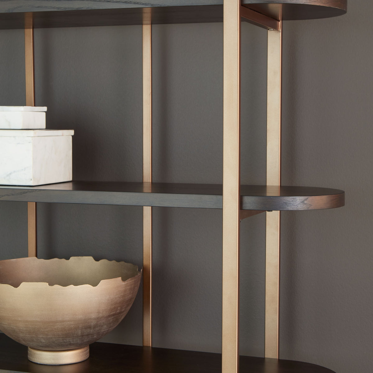 Brentmour - Brown / Gold Finish - Bookcase