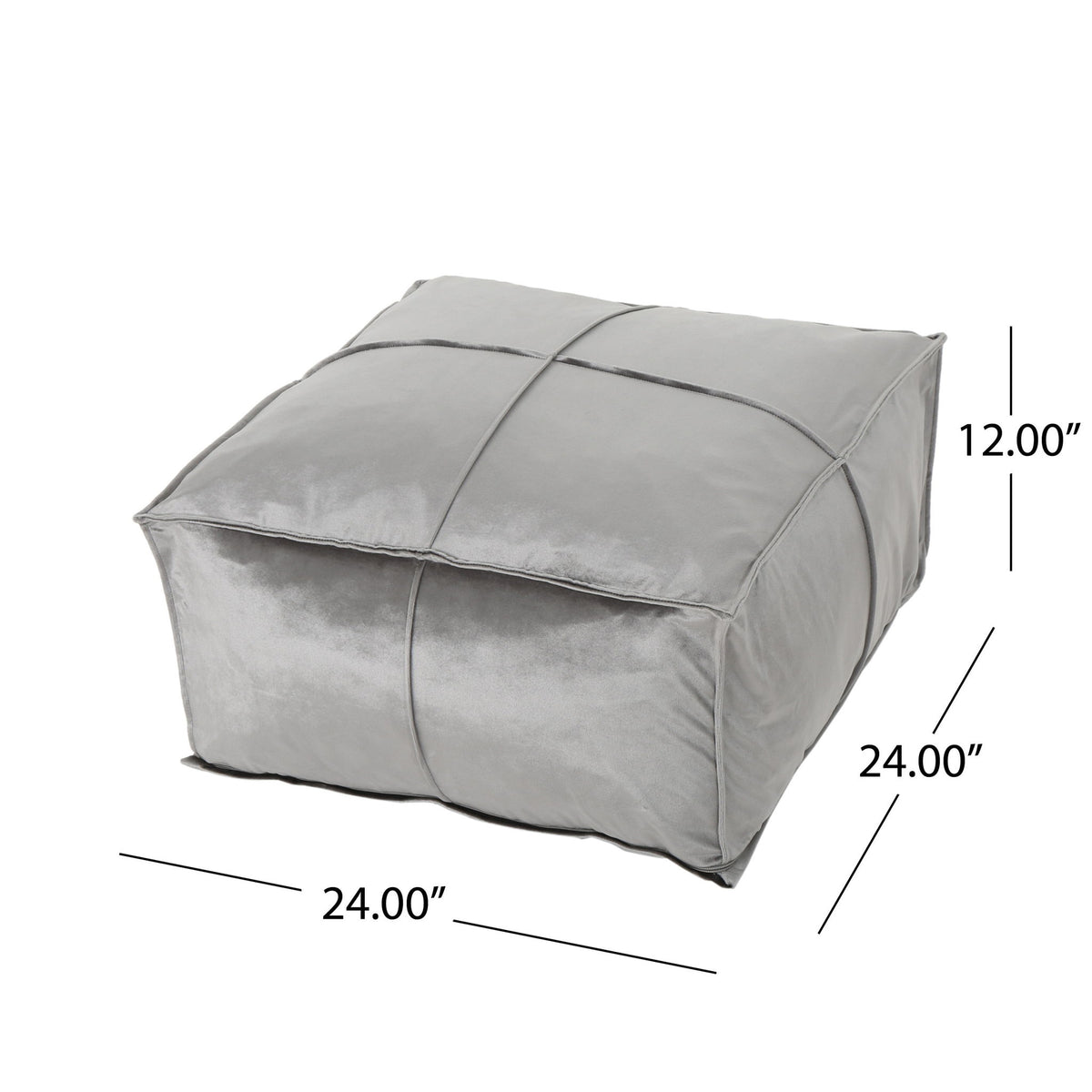 Nati - Square Pouf Ottoman And Floor Cushion - Smoke