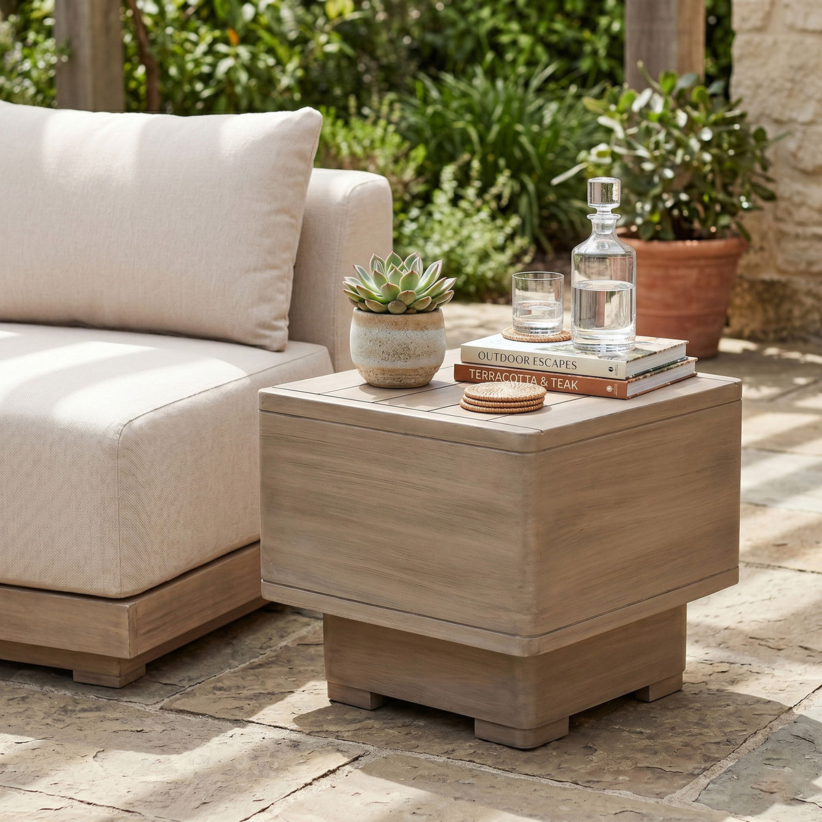 Solace - Acacia Wood Outdoor Patio End / Side Table - Natural