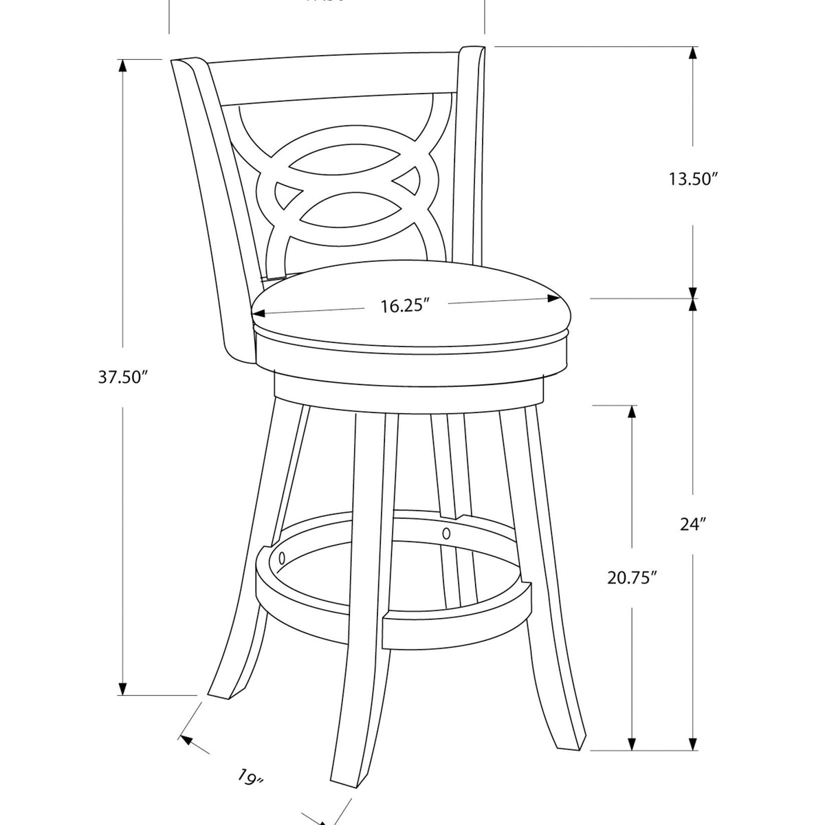 Stylish Design Swivel Bar Stool With Bar Height Leather Look (Set of 2)