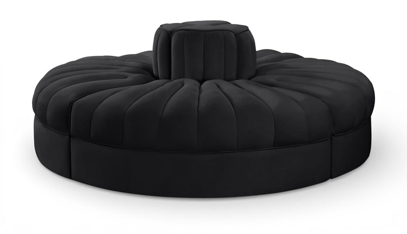 Rummi - Round Velvet Performance Fabric Upholstered 4 Piece Modular Sofa