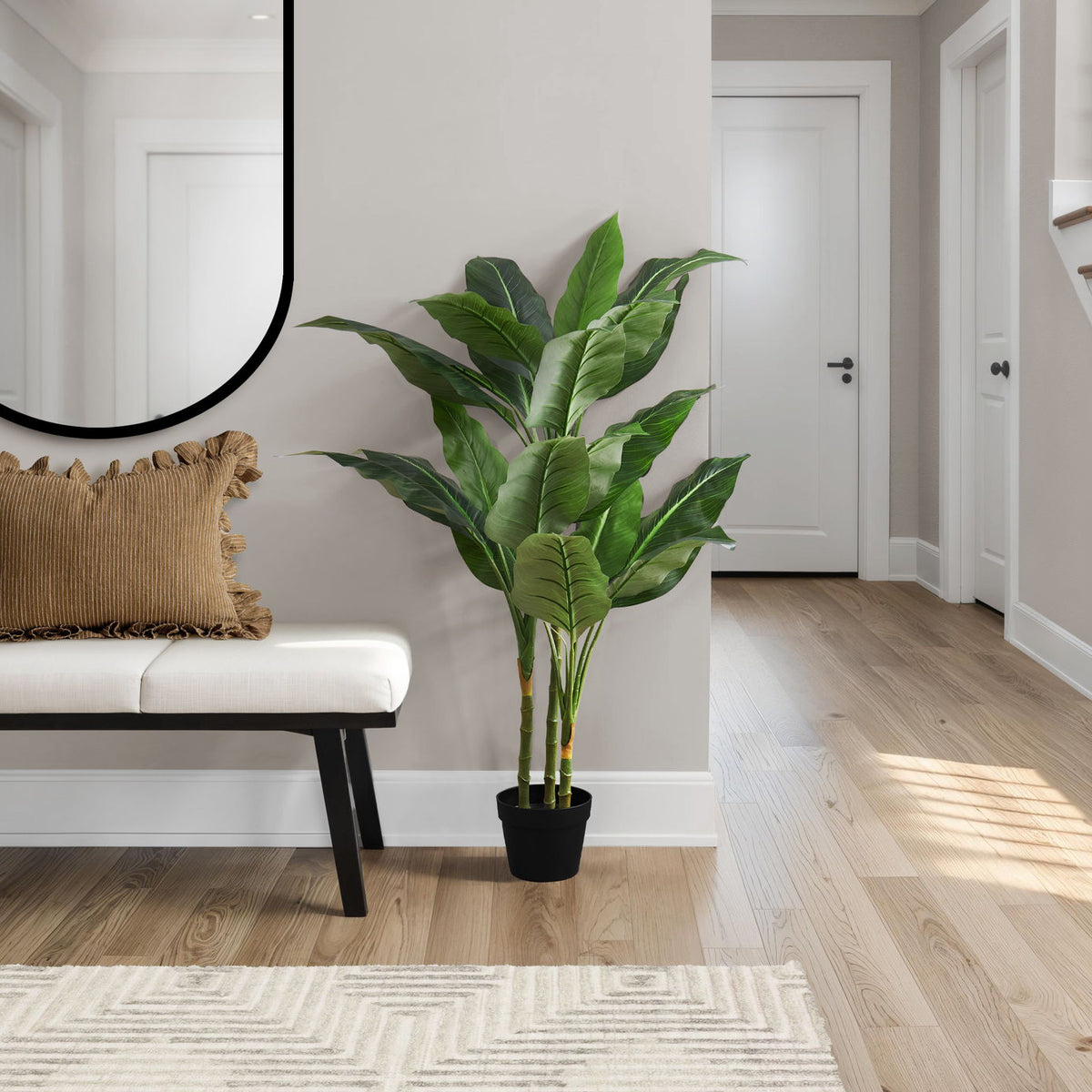 42" Tall, Artificial Plant, Evergreen Tree, Indoor, Faux, Fake, Floor, Greenery, Potted, Decorative - Green / Black