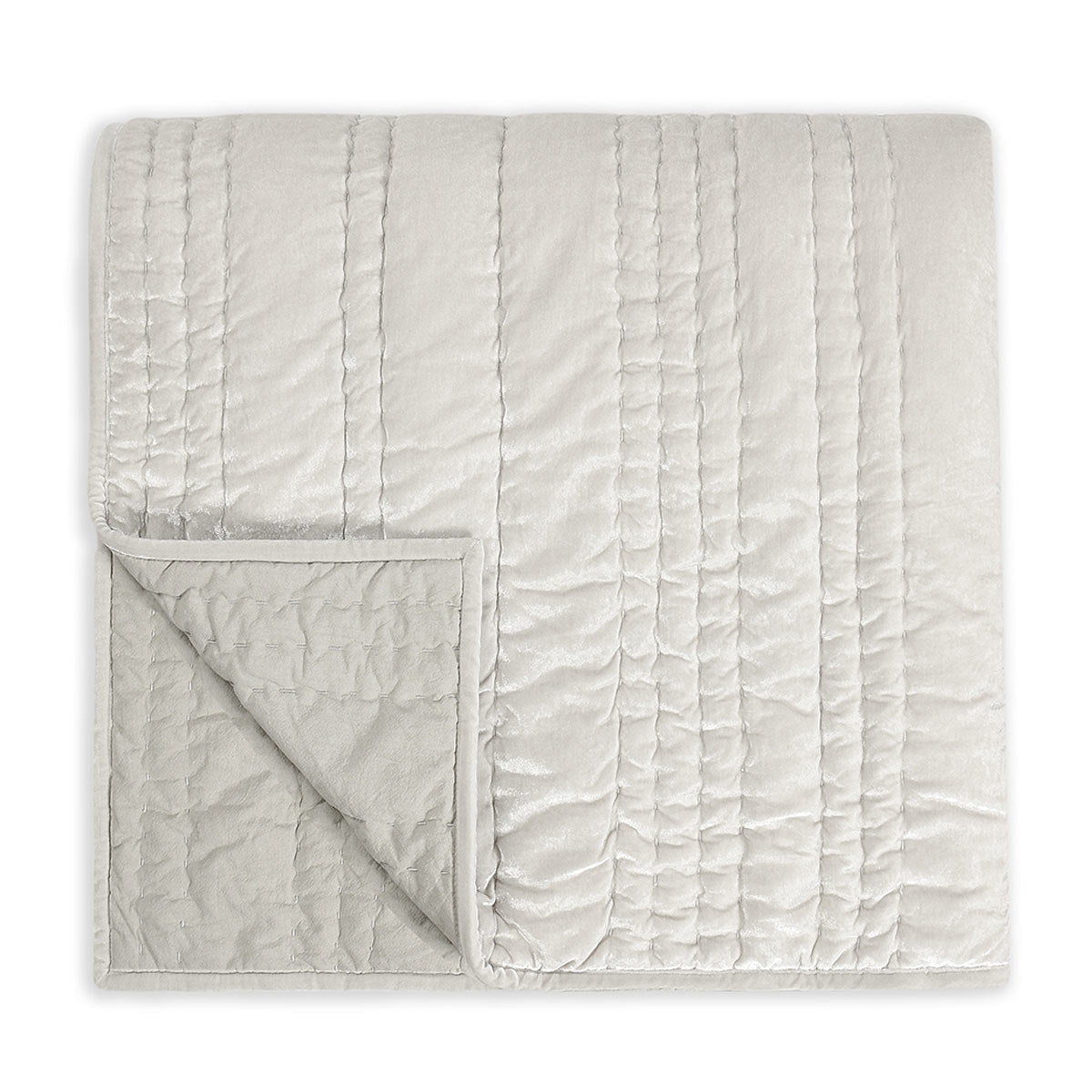 Ivory quilted decorative sham with vertical channel stitching