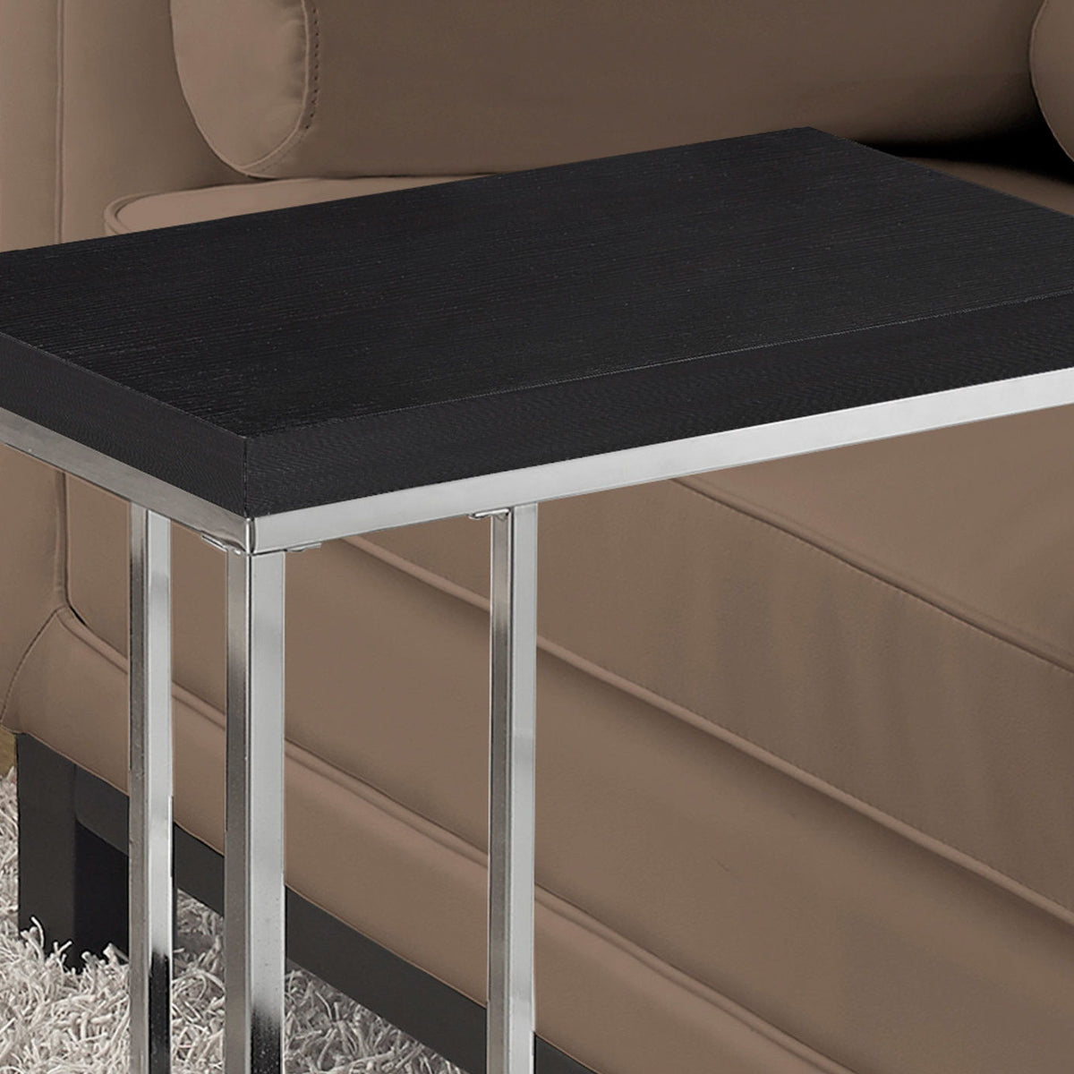 Accent Table, C - Shaped, Tempered Glass, Stylish Design Contemporary & Modern