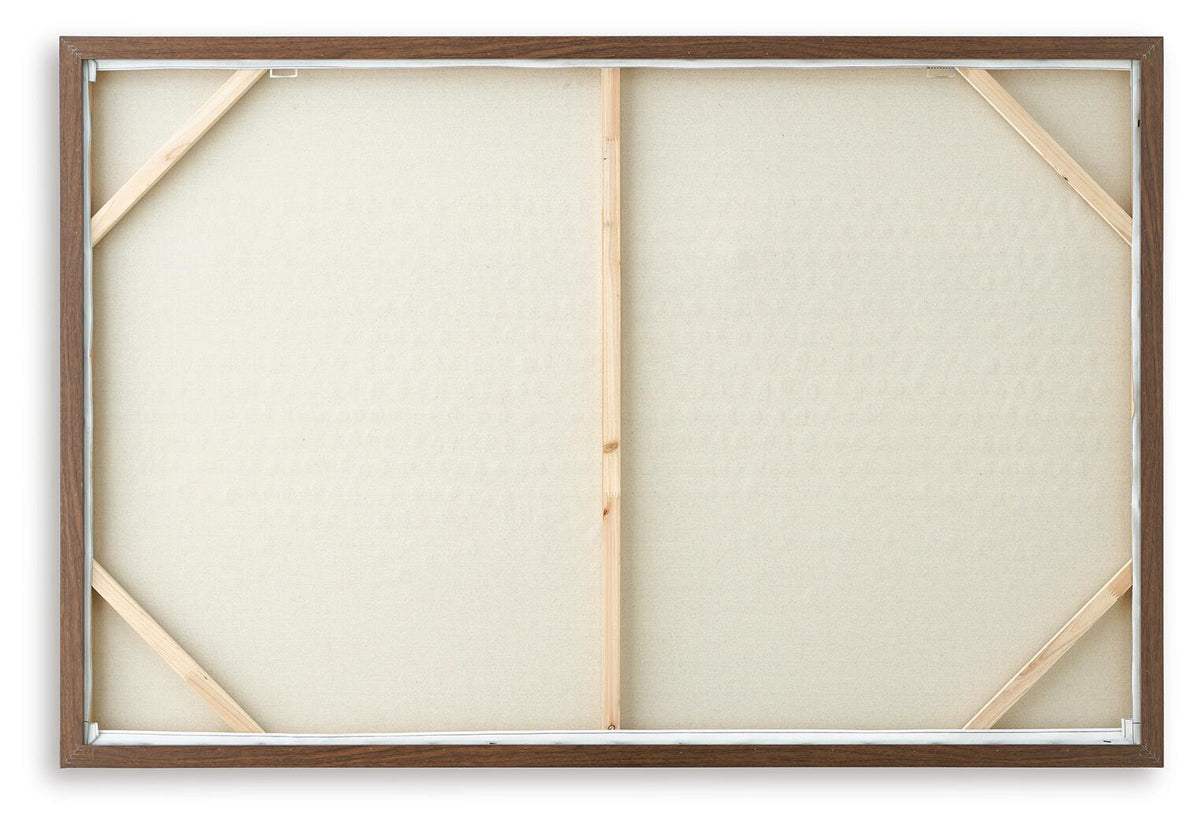 Rectangular wall art frame with blank backing and visible wood interior braces