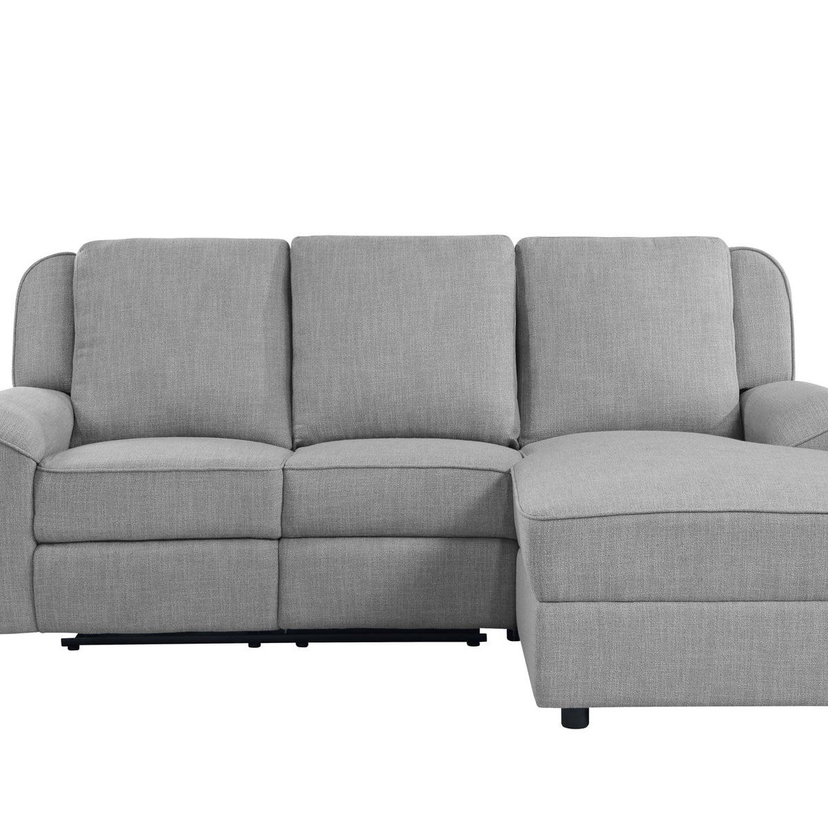 Destiny - Linen Sectional Sofa With Dropdown Table - Gray
