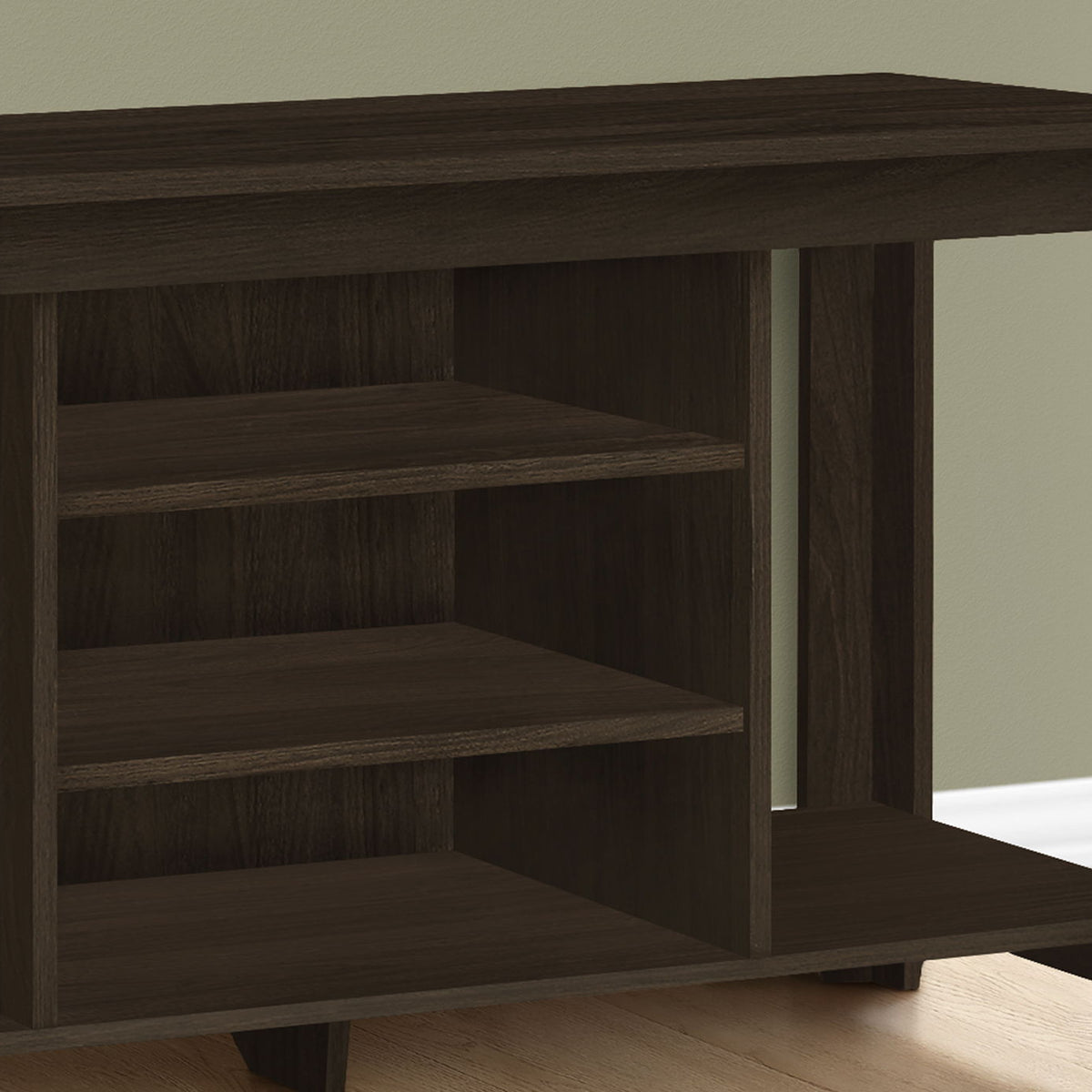 TV Stand, Console, Media Entertainment Center, Storage Shelves, Durable Construction - Espresso