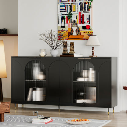Accent Cabinet Fluted Design Black