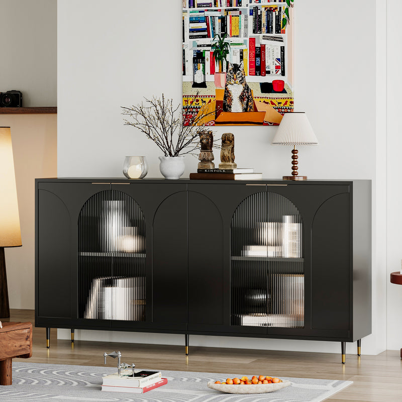 Accent Cabinet Fluted Design Black