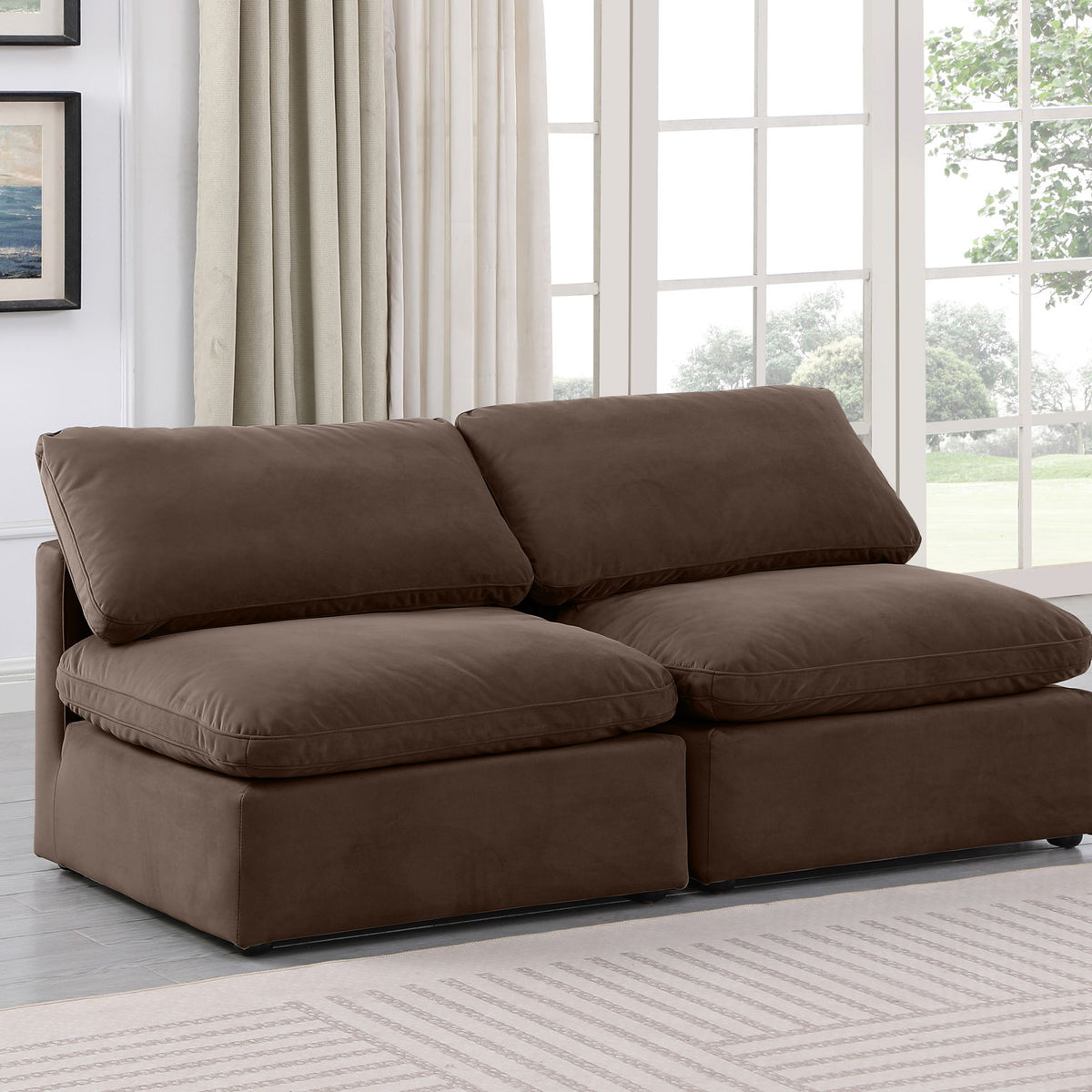 Indulge - Velvet 2 Seat Modular Armless Sofa
